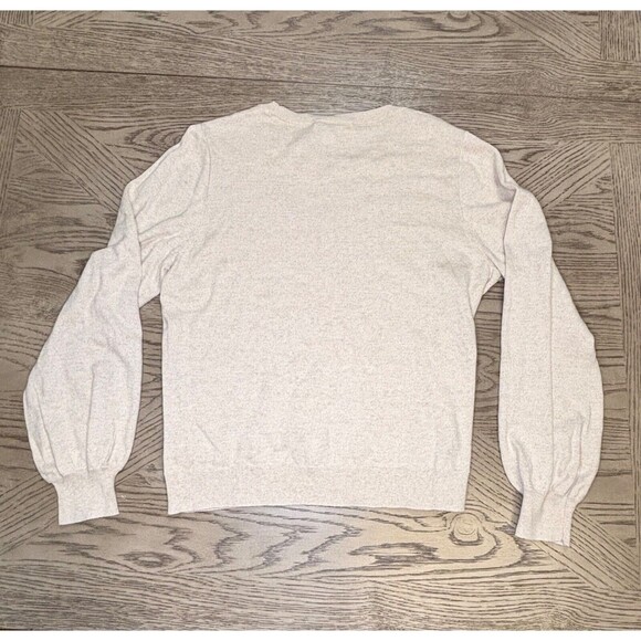 NWT J. Crew Cotton-Cashmere Sweater Puff Sleeve Crewneck Tan Women's LG MSRP $98 - Picture 3 of 4